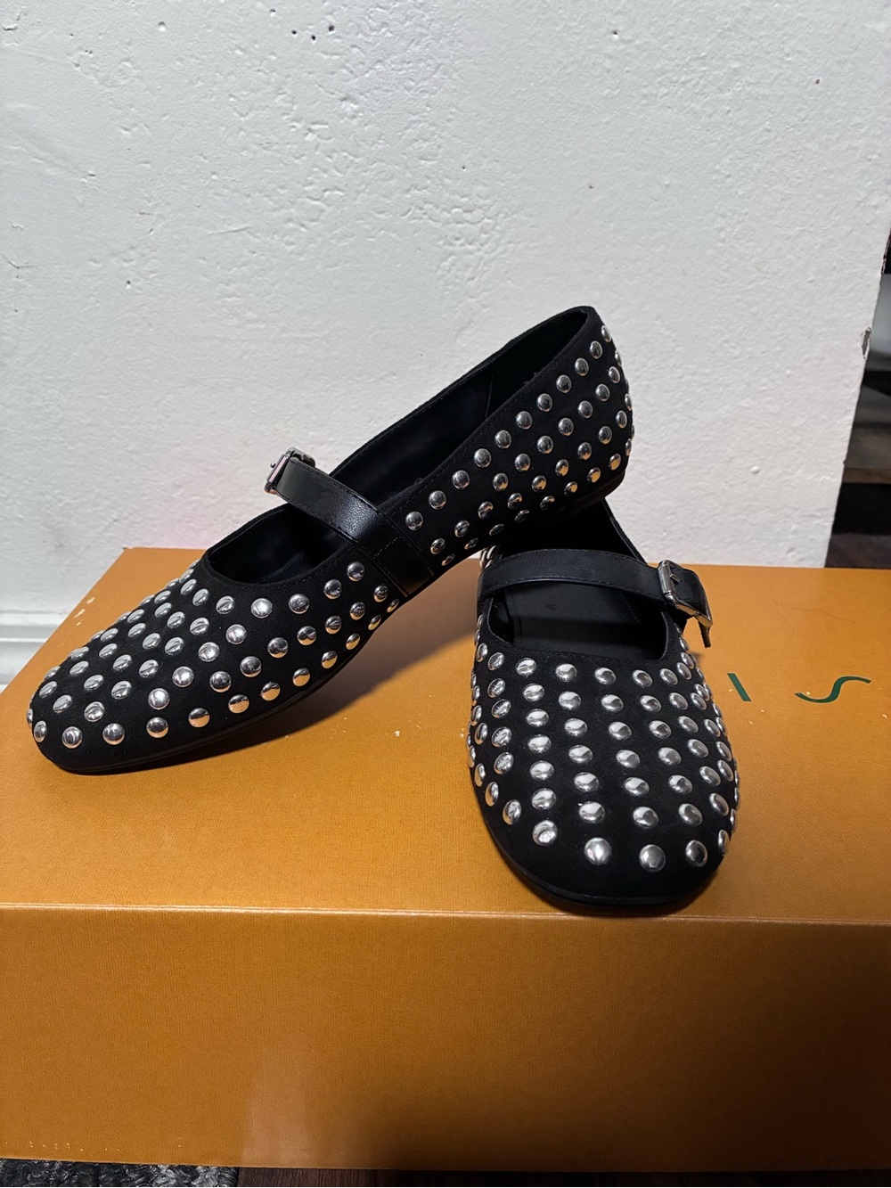 Worthington Black Studded Mary Jane Flats